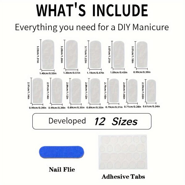 4 Sets Glossy Long Square Press On Nails - Image 5