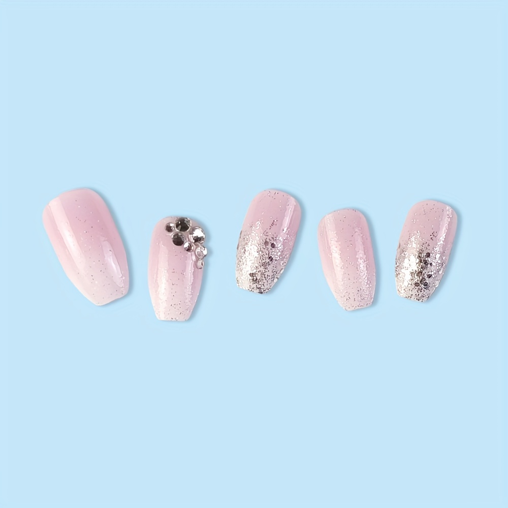 24pcs Glossy Short Coffin Pink And White French - Image 3