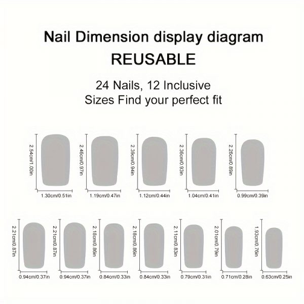 48pcs (2 Boxes) Short Square Geometric Glitter - Image 4