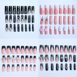 4 Sets Glossy Long Square Press On Nails - Image 10