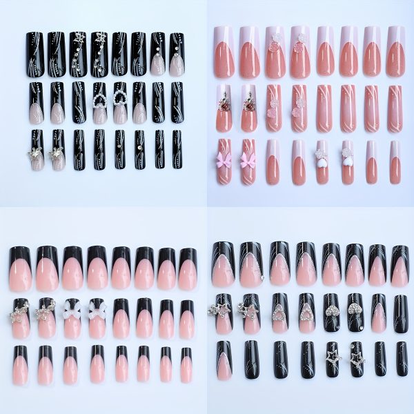 4 Sets Glossy Long Square Press On Nails - Image 10
