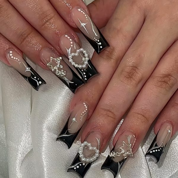 4 Sets Glossy Long Square Press On Nails - Image 8
