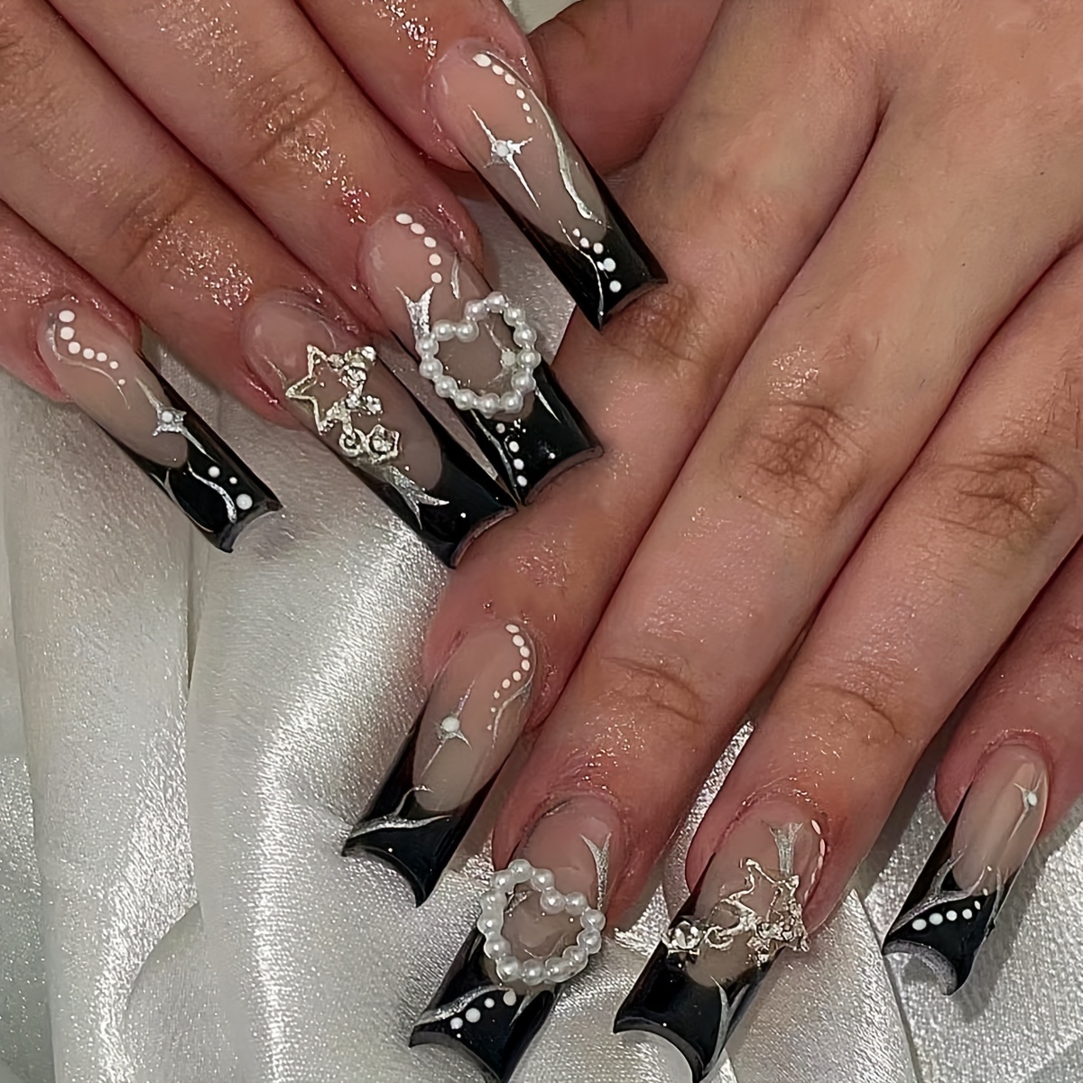 4 Sets Glossy Long Square Press On Nails - Image 8