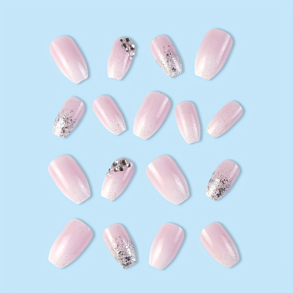 24pcs Glossy Short Coffin Pink And White French - Image 7