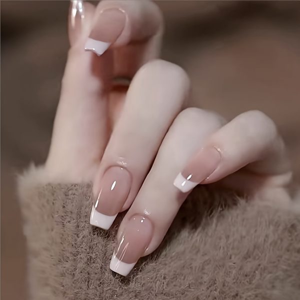 Nude Gradient Classic French Style Press-On Nails Set,