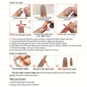 Medium Square Press On Nails - Brown & Golden French Style - Image 8