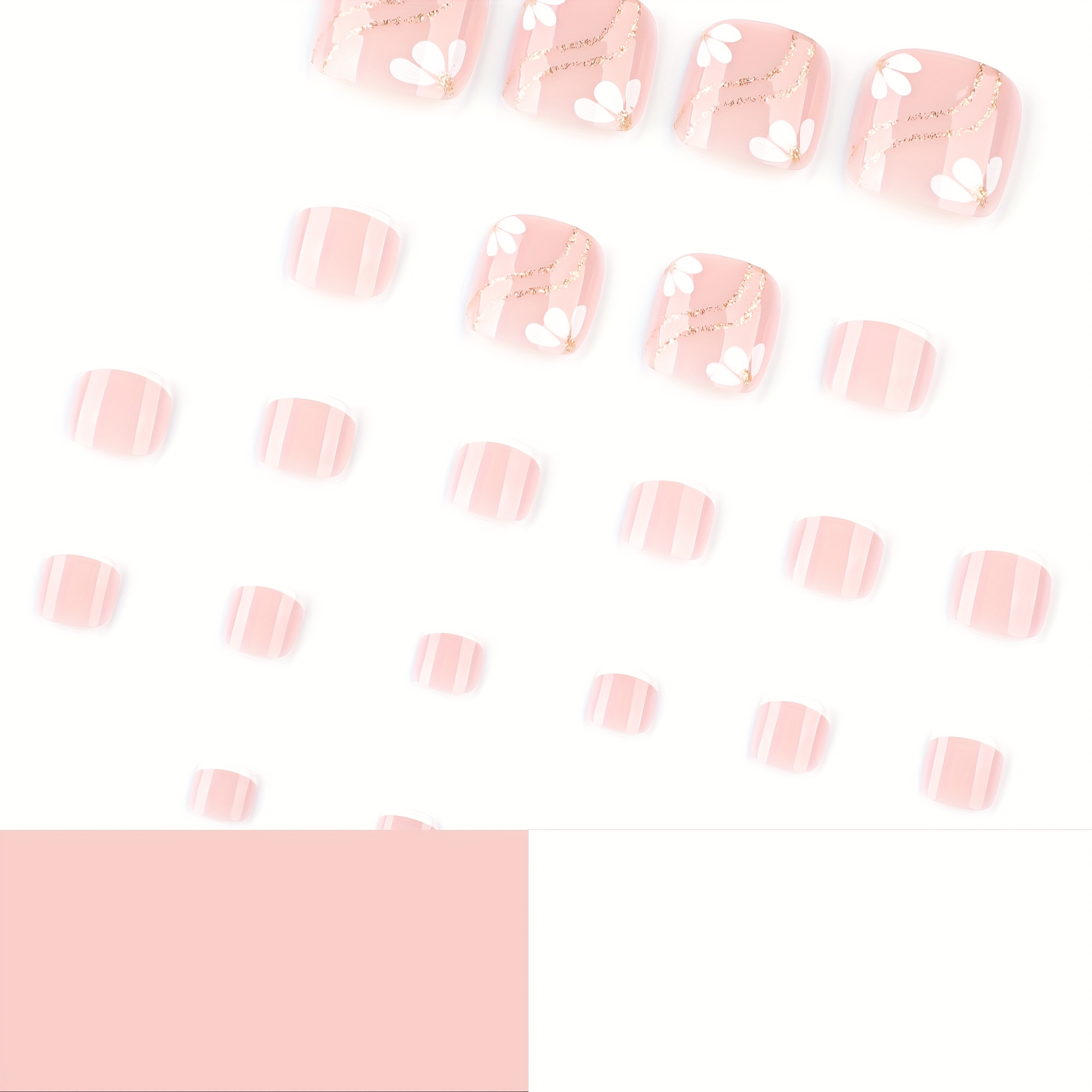 French White Toe Nails Glitter Wavy Line Art - Image 5