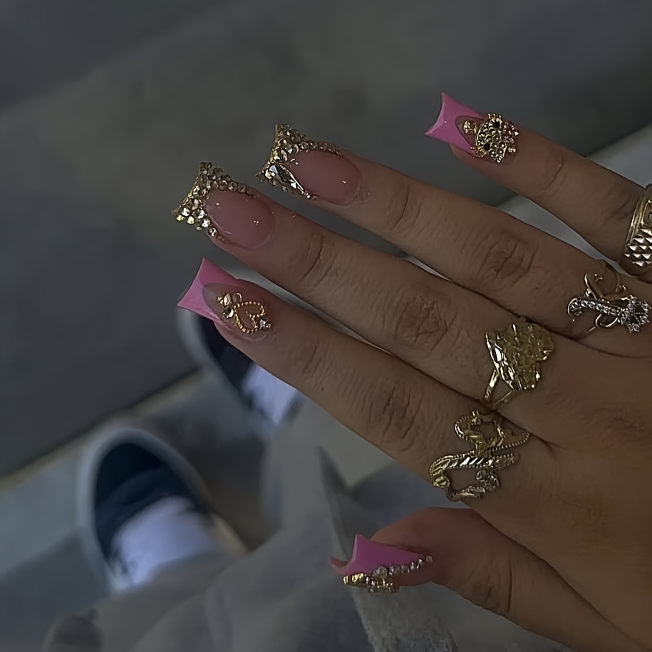 10pcs Set Square, Medium Length, Nail Art, Handmade - Image 3
