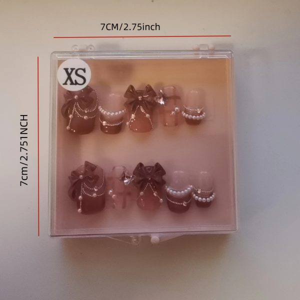 Pink Princess Gradient Butterfly Bow Square Shape Nail - Image 4
