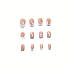 48pcs (2 Boxes) Short Square Geometric Glitter - Image 3