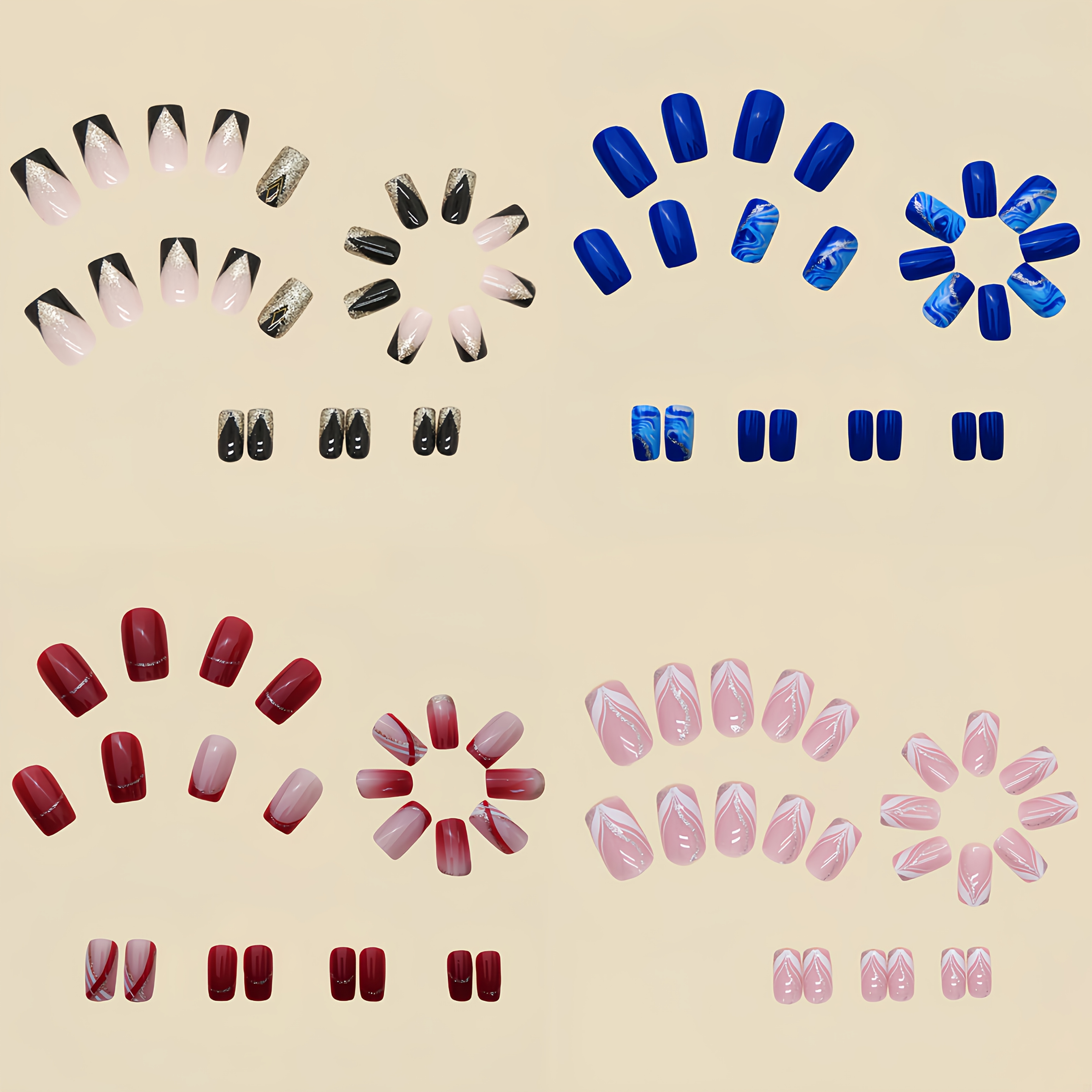 96pcs Acrylic French Press Nail Set - Image 2