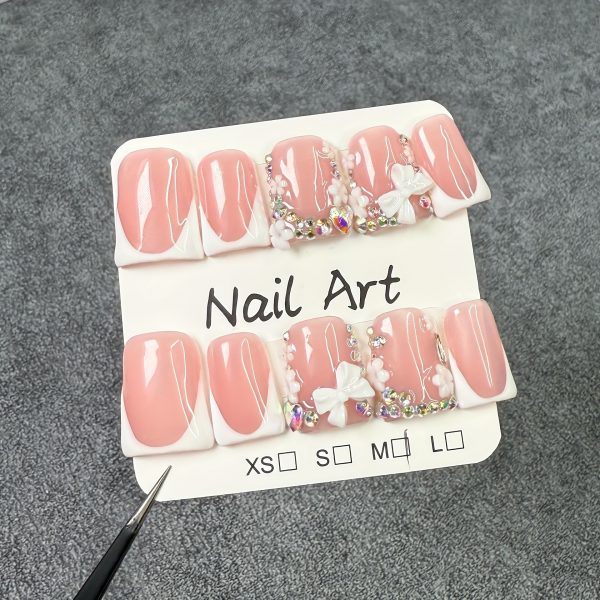 Duck-shaped Sweet Bow French Ice-through Nails - Image 2