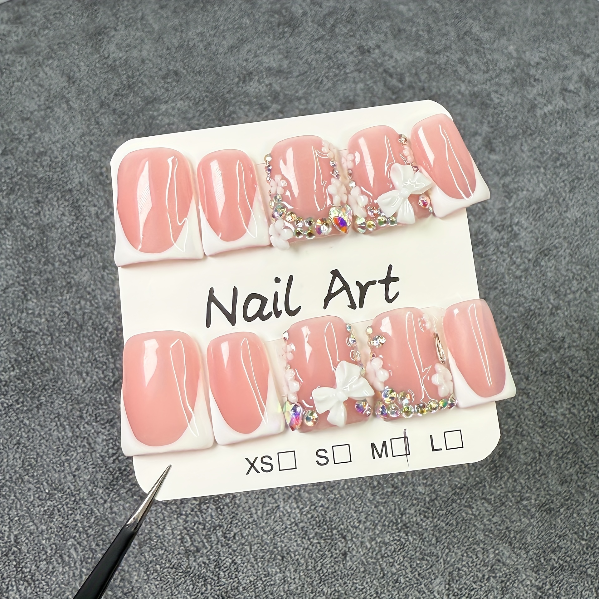 Duck-shaped Sweet Bow French Ice-through Nails - Image 2