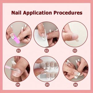 Pink Princess Gradient Butterfly Bow Square Shape Nail - Image 7