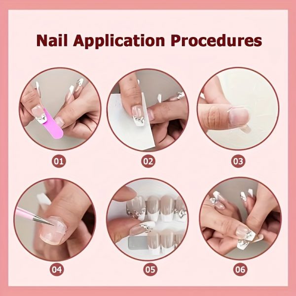 Pink Princess Gradient Butterfly Bow Square Shape Nail - Image 7