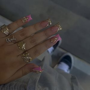 10pcs Set Square, Medium Length, Nail Art, Handmade