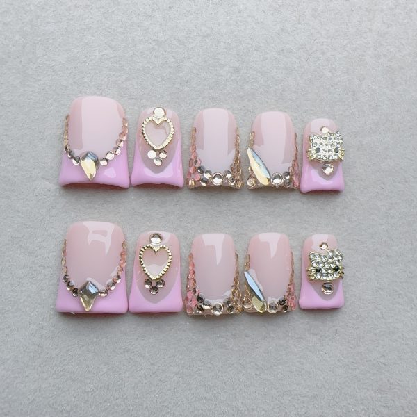 10pcs Set Square, Medium Length, Nail Art, Handmade - Image 7