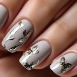 Elegant Floral & Butterfly Design Short Square Shape | Press On Nails
