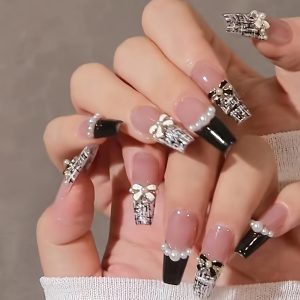 Black French Wearable Glittery Butterfly Bow 24pcs