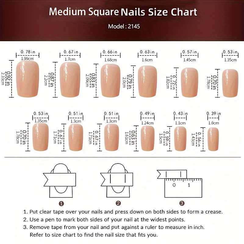 Medium Square Press On Nails - Brown & Golden French Style - Image 4