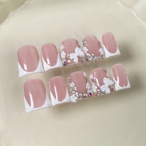 Duck-shaped Sweet Bow French Ice-through Nails