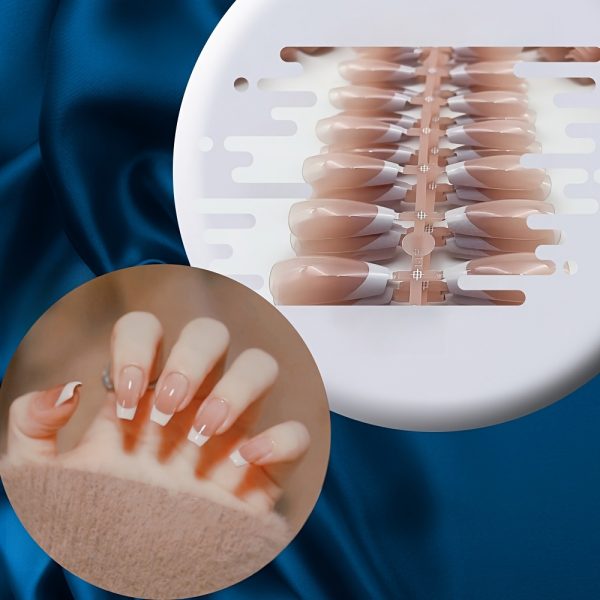 Nude Gradient Classic French Style Press-On Nails Set, - Image 3