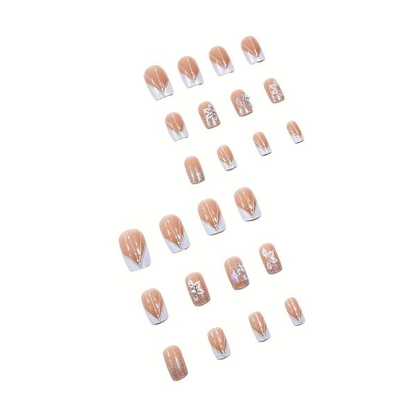 48pcs (2 Boxes) Short Square Geometric Glitter - Image 2