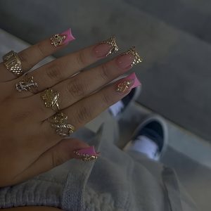 10pcs Set Square, Medium Length, Nail Art, Handmade - Image 2