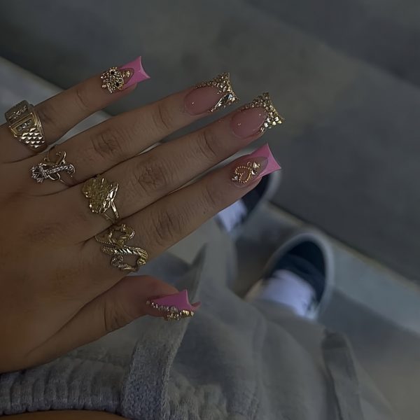 10pcs Set Square, Medium Length, Nail Art, Handmade - Image 2