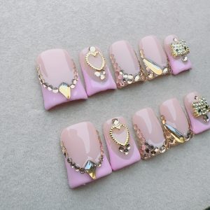 10pcs Set Square, Medium Length, Nail Art, Handmade - Image 6