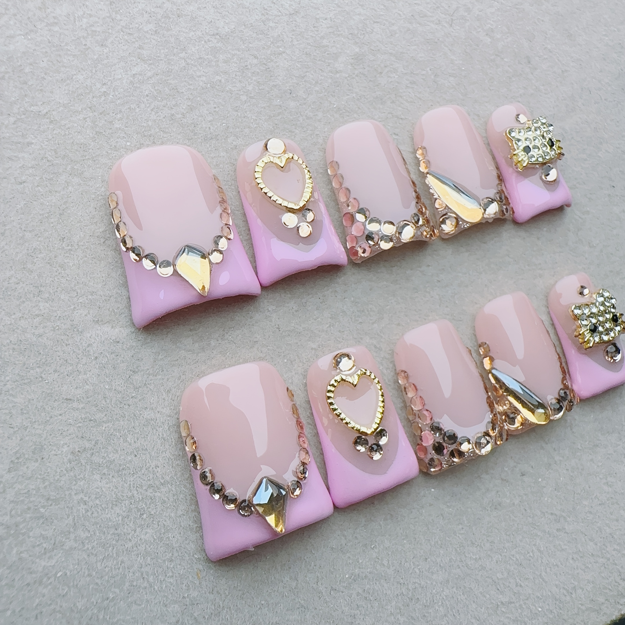10pcs Set Square, Medium Length, Nail Art, Handmade - Image 6