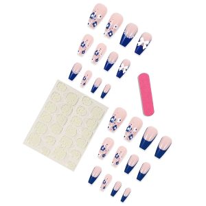 Blue Floral Ballet Shape Medium Length with Rhinestones - Image 3