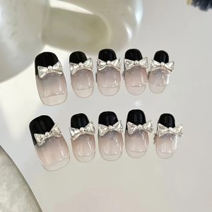medium,Sparkling bow decoration nail art, - Image 2