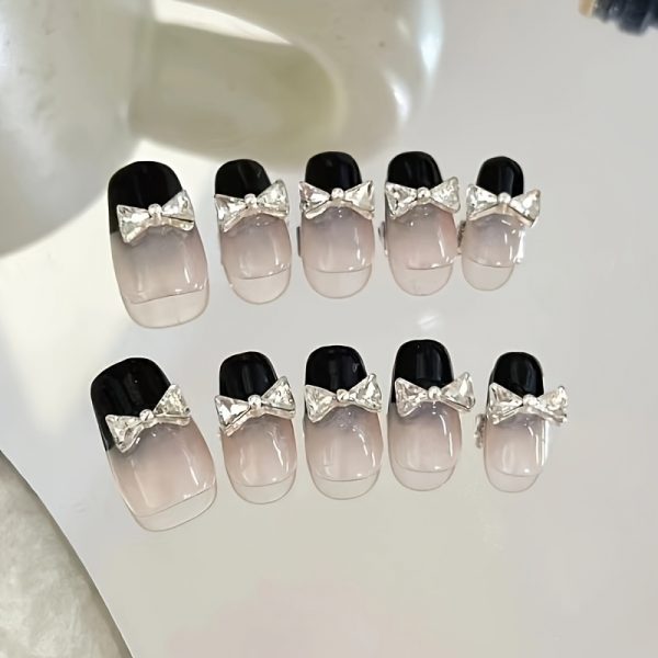 medium,Sparkling bow decoration nail art, - Image 2