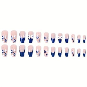 Blue Floral Ballet Shape Medium Length with Rhinestones - Image 5
