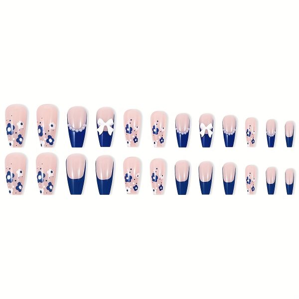 Blue Floral Ballet Shape Medium Length with Rhinestones - Image 5