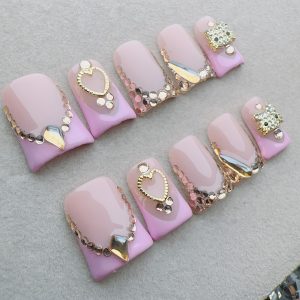 10pcs Set Square, Medium Length, Nail Art, Handmade - Image 5
