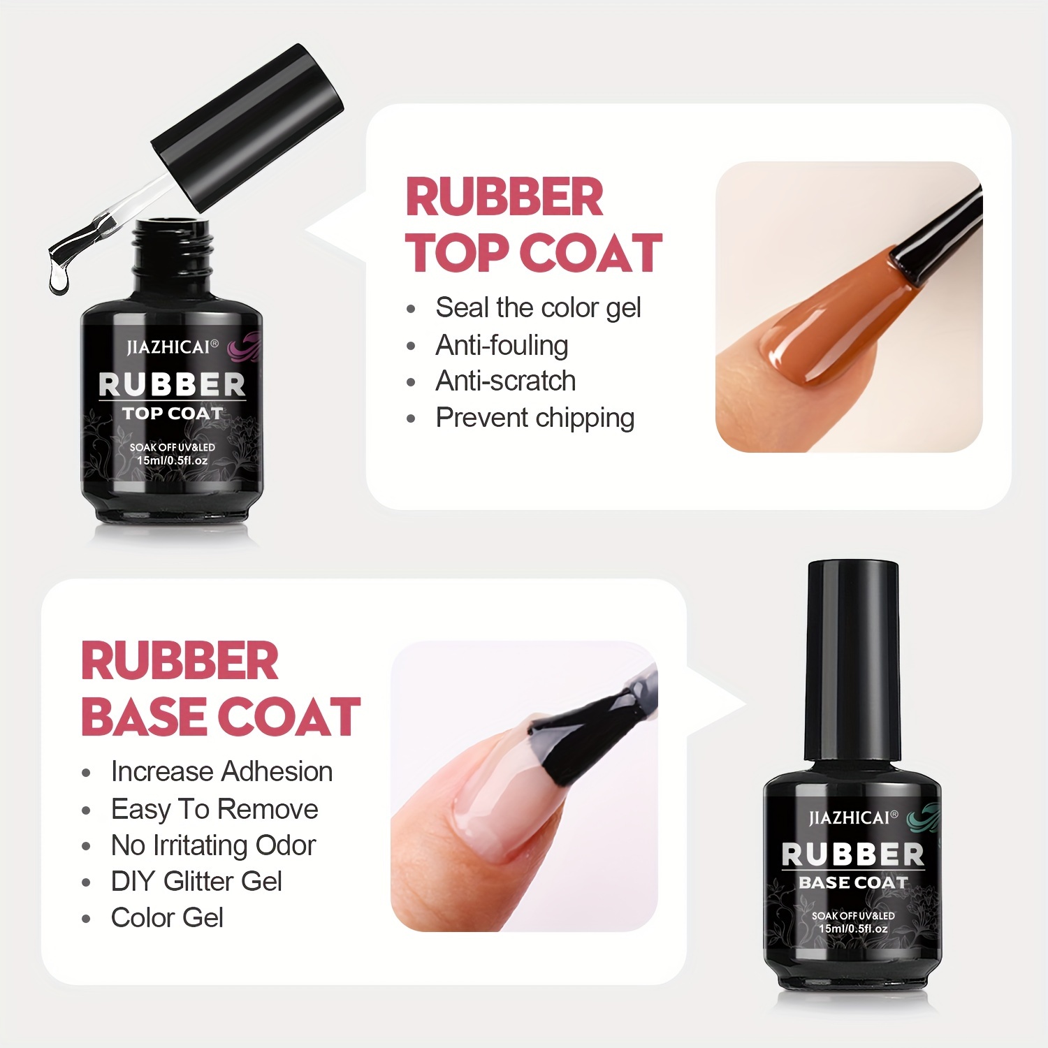 Clear Rubber Gel Top Coat And Base Coat - Image 2