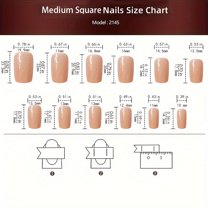Square Shape Medium Length - Press-On Nails - Image 4