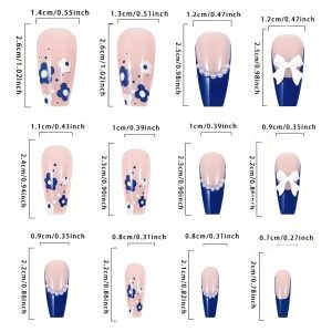 Blue Floral Ballet Shape Medium Length with Rhinestones - Image 4