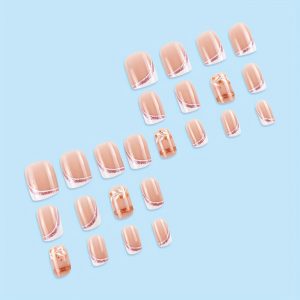 24pcs Glossy Square Round French Rose Golden White Striped Leaf - Image 6