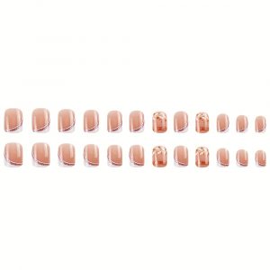 24pcs Glossy Square Round French Rose Golden White Striped Leaf - Image 7