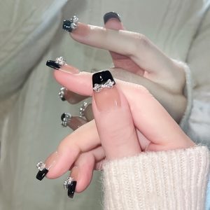 medium,Sparkling bow decoration nail art,
