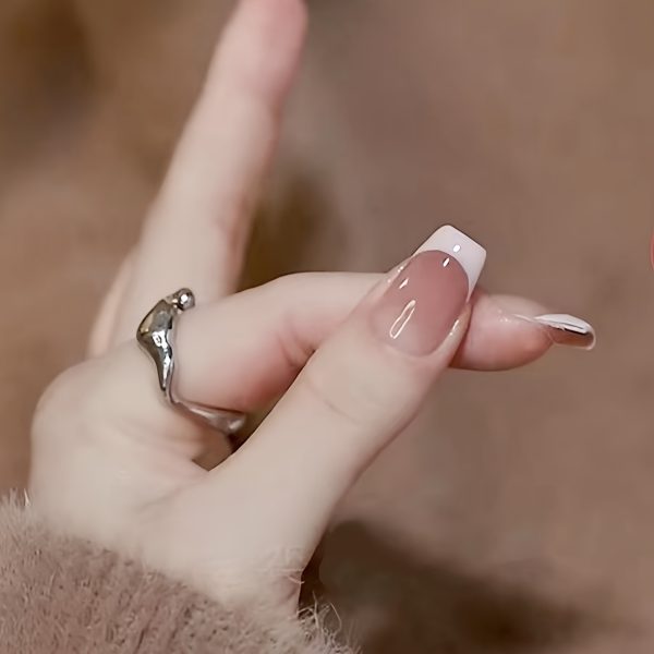 Nude Gradient Classic French Style Press-On Nails Set, - Image 6