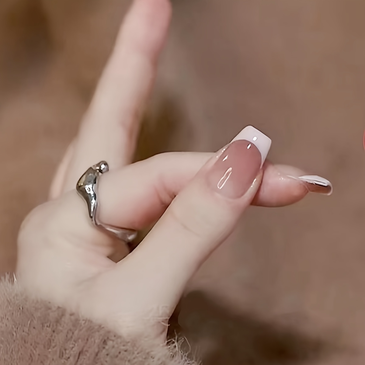 Nude Gradient Classic French Style Press-On Nails Set, - Image 6