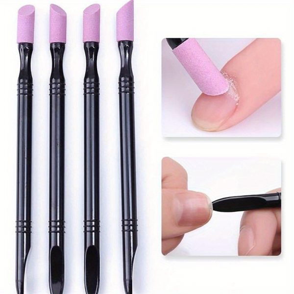 4pcs Nail Quartz Stone Scrub Pen Cuticle Remover Pusher - Image 3