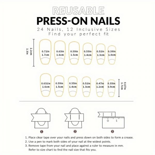 Short Square Press on Nails French Tip - Image 5
