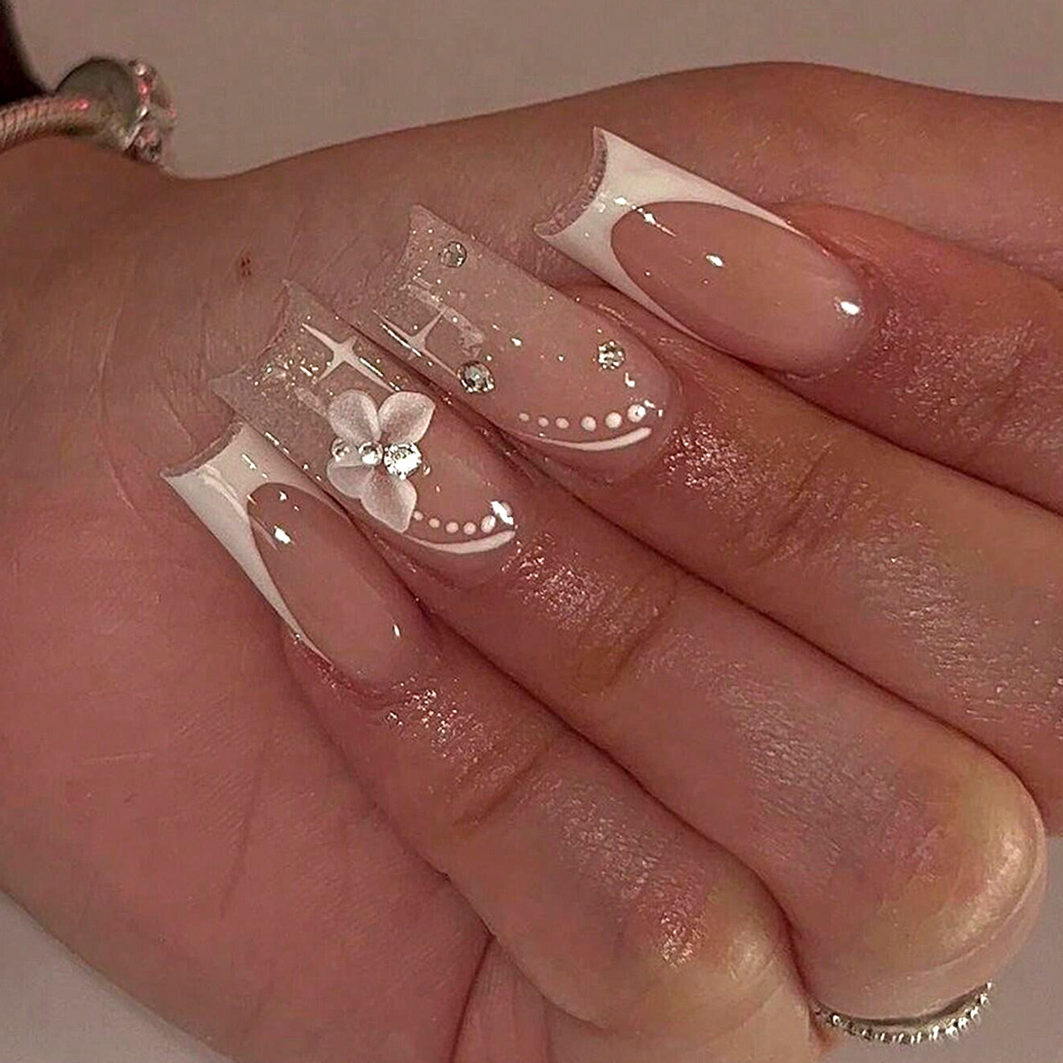 Short Square Press on Nails French Tip - Image 9