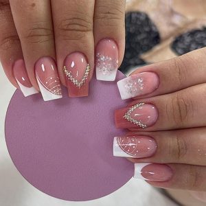 Short Square Press on Nails French Tip - Image 3