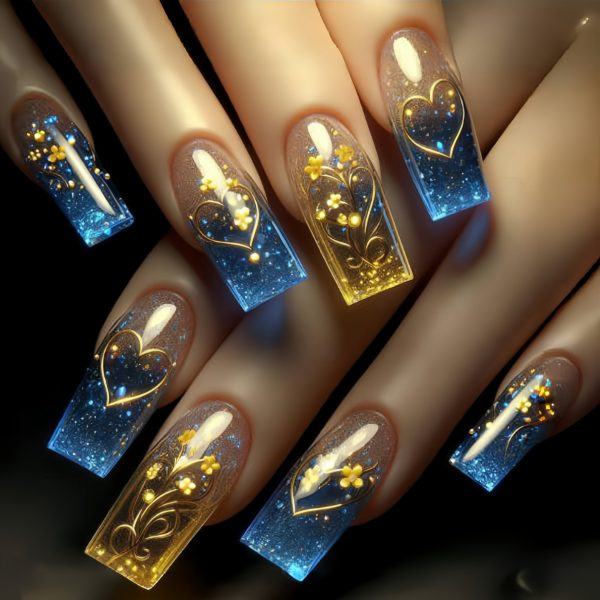 96pcs 4 Set Valentine's Day Luminous Nail Set